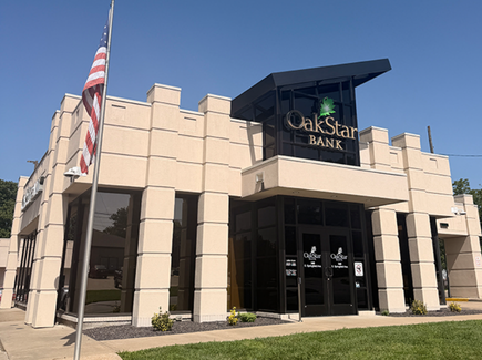 OakStar Bank's North Bolivar branch at 340 S Springfield Avenue, seen from the parking lot.