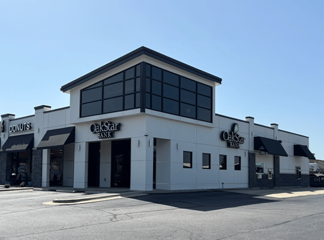 OakStar Bank's Springfield branch at 3620 E Sunshine Street, seen from the parking lot.