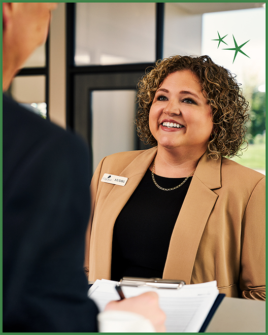 A customer enjoying their OakStar Bank business checking account.