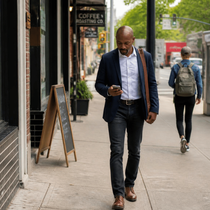 A business owner accessing banking tools and support with OakStar online and mobile banking.