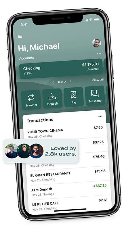 A customer viewing multiple OakStar Bank accounts in the mobile app.