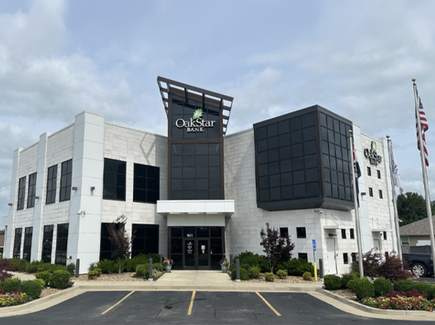 OakStar Bank's Joplin branch at 1831 E 20th Street, seen from the parking lot.