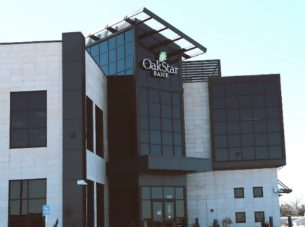OakStar Bank's Clinton branch at 1508 N 2nd Street, seen from the parking lot.