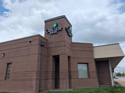 OakStar Bank's Kansas City branch at 650 Kansas Avenue, seen from the parking lot.