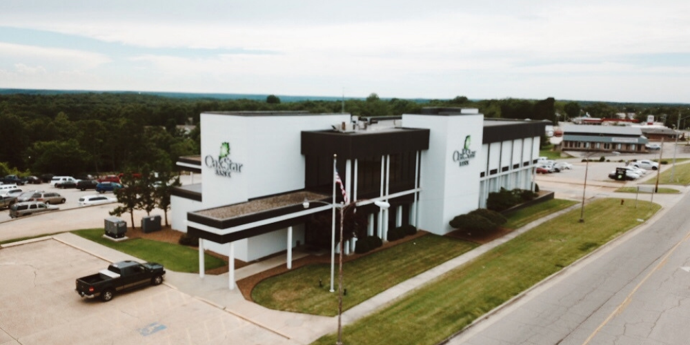 An aerial image of an OakStar Branch.