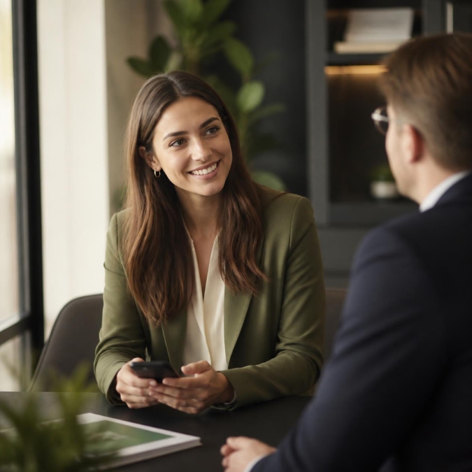 A business owner meeting with an OakStar Bank team member about business banking solutions.