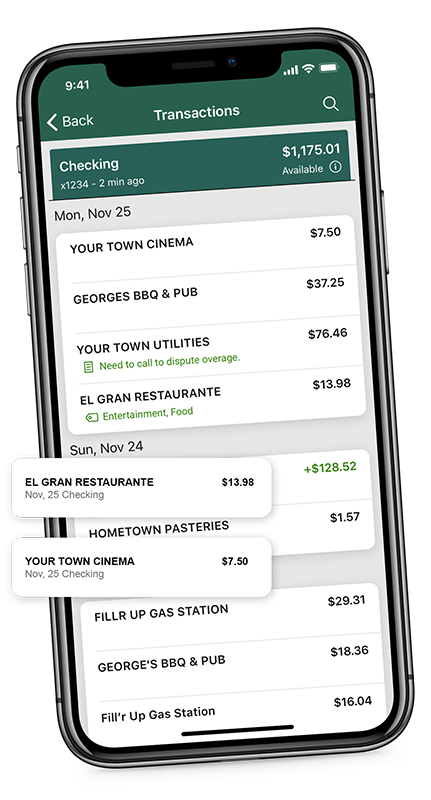A customer transferring money with the OakStar Bank mobile app.