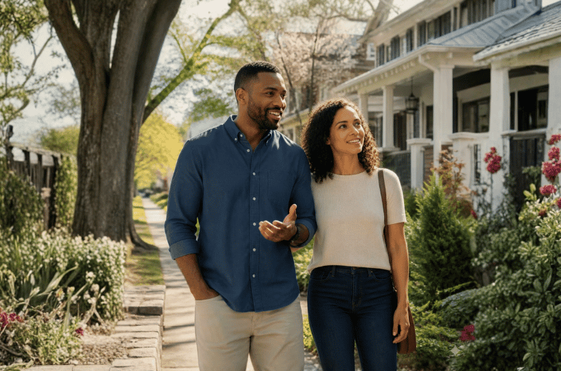 A couple evaluating renting and homeownership opportunities.