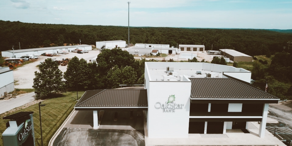 An aerial image of an OakStar branch location.
