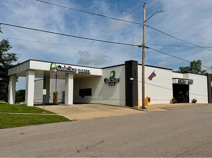 OakStar Bank's Urbana branch at 109 N Main, seen from the parking lot.