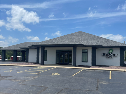 OakStar Bank's Macks Creek branch at 14469 W US Hwy 54, seen from the parking lot.